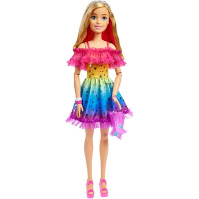 Barbie Large doll Blond Hair And Rainbow Dress 28" 71cm