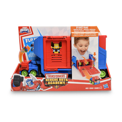 Playskool Heroes Transformers Rescue Bots Flip Racer Trailer Optimus Prime