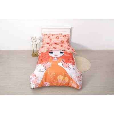 Emma Memma Quilt Cover Set Orange - Single Bed