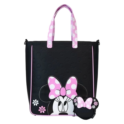 Loungefly Disney Minnie Mouse Floral Rock The Dots Tote Bag With Coin Bag