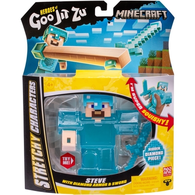 Heroes of Goo Jit Zu Minecraft Stretchy Character Steve with Diamond Armor and Sword
