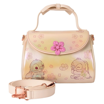 Loungefly Disney Stitch & Angel Cherry Blossom Bow Handle Crossbody Bag
