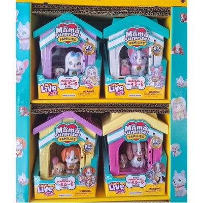 Set of 4 Little Live Pets Mama Surprise Families Beagle, Spaniel, Maltese, Frenchie Family