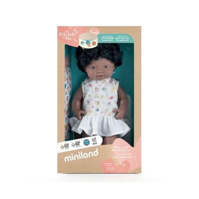 Miniland Educational My Friends & Me Baby Doll African Girl Dressed 38cm