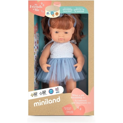 Miniland Educational My Friends & Me Baby Doll Caucasian Redhead Girl Dressed 38cm