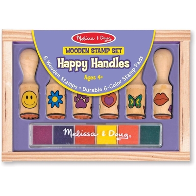 Melissa & Doug Wooden Happy Handle Stamp Set