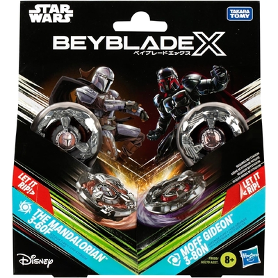 Beyblade X and Star Wars Collab The Mandalorian 3-60F vs. Moff Gideon 3-80N