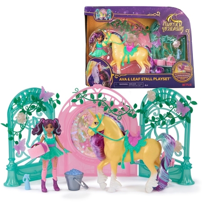 Unicorn Academy Ava & Colour Change Leaf Stall Playset