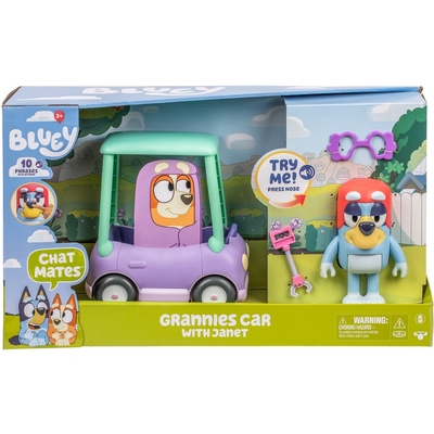 Bluey Chat Mates Figure & Vehicle - Grannies Car with Janet