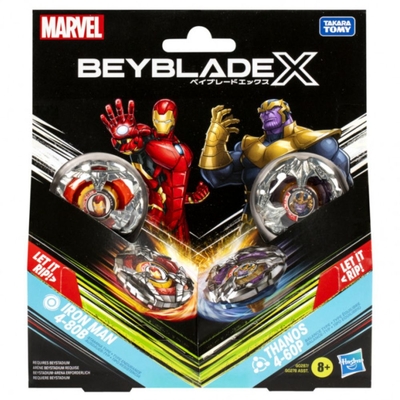 Beyblade X Marvel Collab: Iron Man 4-80B vs. Thanos 4-60B Dual Pack