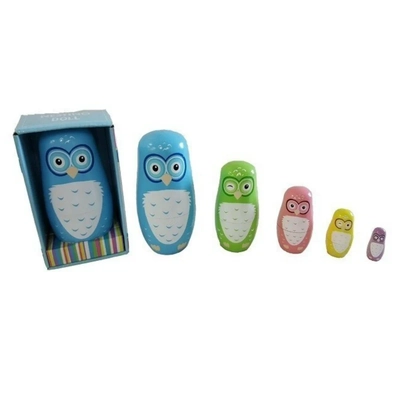 Russian Bubushka Nesting Dolls 5 pc Owl