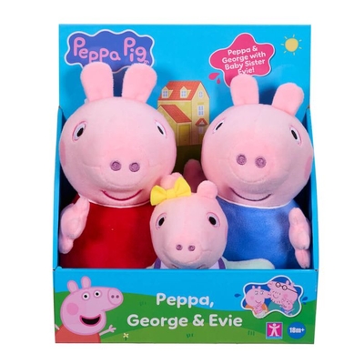 Peppa Pig Trio Pack - Peppa, George & Baby Evie Plush