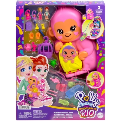 Polly Pocket Adventures in Rio Momma Monkey & Baby Playset