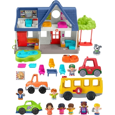 Fisher-Price Little People Play House with School Bus & 3 vehicles