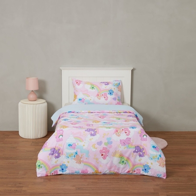 Care Bears Quilt Cover Set Single Bed - Pink