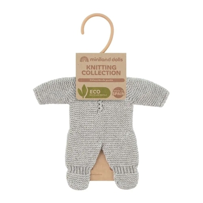 Miniland Doll Clothes Knitted Pajamas - Grey 21cm 31601