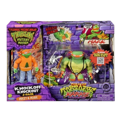 Teenage Mutant Ninja Turtles Mayhem Knockoff Knockout Mikey & Mark Action Figure 2 Pack