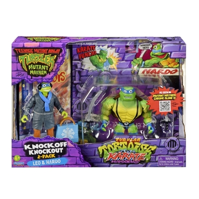 Teenage Mutant Ninja Turtles Mutant Mayhem Knockoff Knockout Leo & Nardo Action Figure 2 Pack