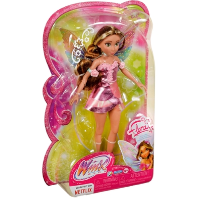 Winx Club Flora Fairy 10.5" Fashion Doll with Glitter Outfit and Removable Wings
