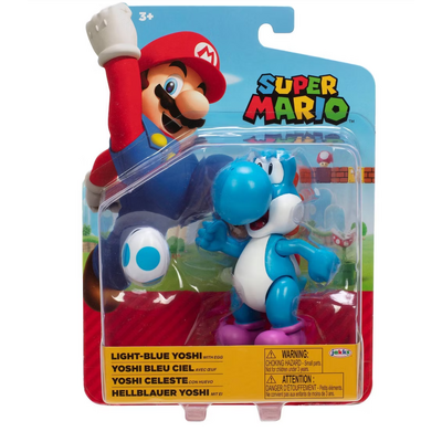 Super Mario 4" Light Blue Yoshi with Egg Action Figure (Wave 42)