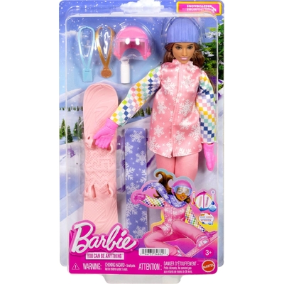 Barbie You Can Be Anything Snowboarder Doll in Pink Jacket