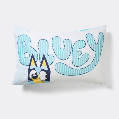 Bluey Kids Standard Pillowcase - Blue White Stripes