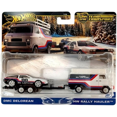 Hot Wheels Premium Car Culture Team Transport DMC DeLorean & HW Rally Hauler  