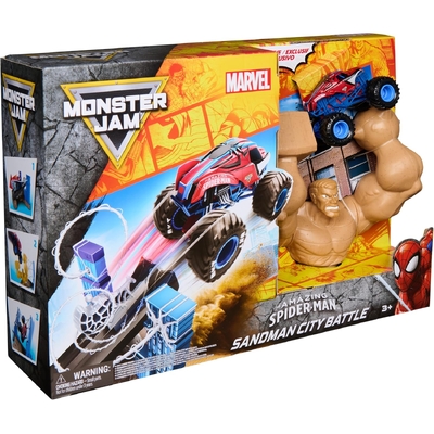 Marvel Monster Jam The Amazing Spider-Man Sandman City Battle Playset 1:64 Scale