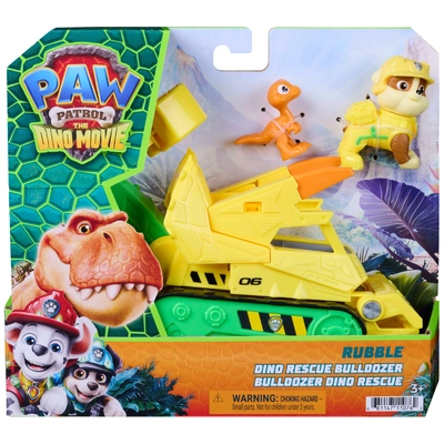 PAW Patrol: The Dino Movie Vehicle Rubble Dino Rescue Bulldozer