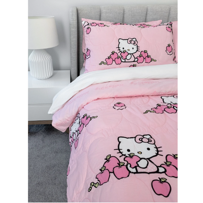 Hello Kitty Kids Reversible Quilt Cover Set Queen Bed Pink