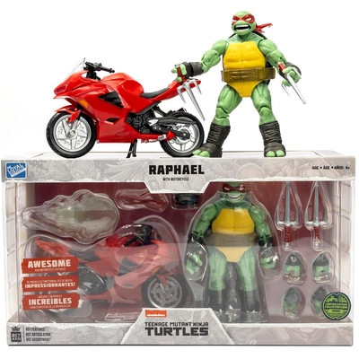 The Loyal Subjects Teenage Mutant Ninja Turtles Raphael Ninja with Red Motorcycle BST AXN Figure