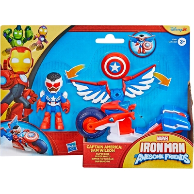 Marvel Iron Man and his Awesome Friends Captain America Sam Wilson Super Bike Action Figure & Toy Vehicle