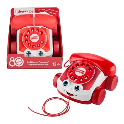 Fisher-Price 80th Anniversary Red Chatter Pull Along Telephone Toy
