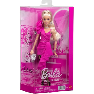 Barbie Deluxe Style Doll #15 in Hot Pink Barbiecore Dress with Lace Tights and Blonde Ponytail