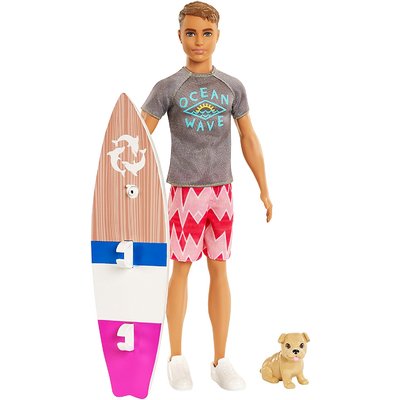 Barbie Dolphin Magic Ken Doll with pup and surfboard