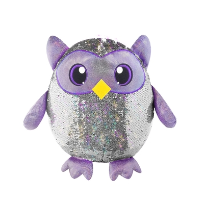 Shimmeez Medium 8inch Sequins plush Toy [Character: Purple Owl]