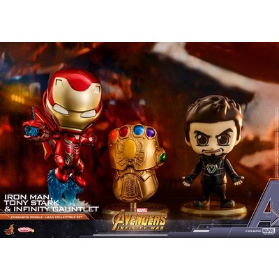 Cosbaby Hot Toys Avengers Infinity Tony Stark, Iron Man Mark L, Infinity Gauntlet Collectable 3-Pack