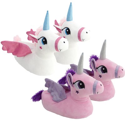 Bensons Trading Pink Unicorn Plush Slippers [Colour: White/Pink]