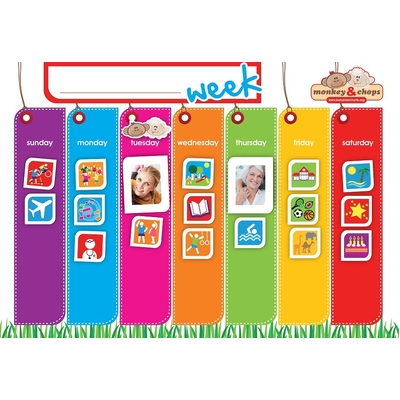 Monkey & Chops Weekly Activity Planner Hang it on the Wall