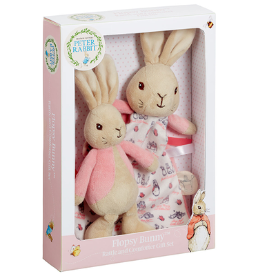 Peter Rabbit Flopsy Bunny Rattle & Comfort Blanket Gift Set