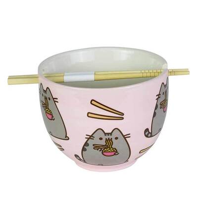 Pusheen The Cat Ceramic Ramen Bowl With Chopsticks