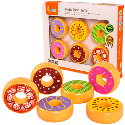 Viga Wooden Kitchen Food Donuts Playset 6pc