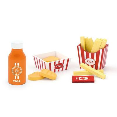 Viga Toys Wooden Food Chicken Nuggets & Fries w/ Juice