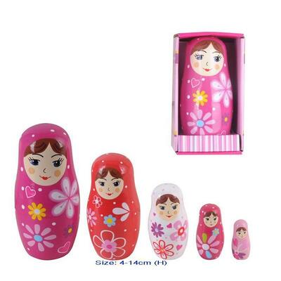 Pink Russian Bubushka Nesting Dolls 5 pce