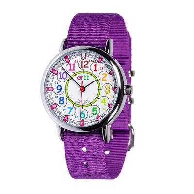 Ertt Easy Read Time Teacher Watch 12/24 hour [Colour: Rainbow -Purple strap]