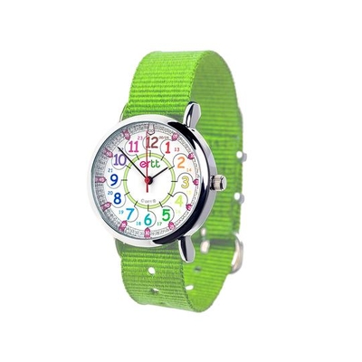 Ertt Easy Read Time Teacher Watch 12/24 hour  [Colour: Lime Stap - rainbow]