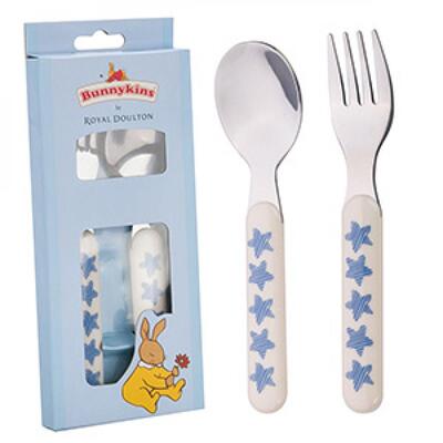 Bunnykins Spoon & Fork ? Shining Stars Design Blue