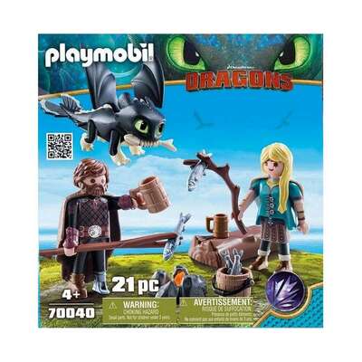 Playmobil How to Train your Dragon Hiccup, Astrid And Dragon 21pc 70040