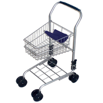Kids Shopping Trolly Silver - Supermarket Cart Pretend Role Play Toy