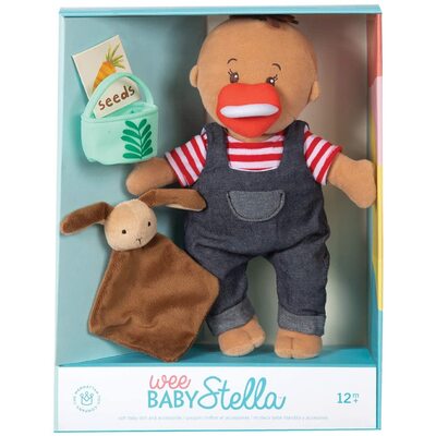 Wee Baby Stella Tiny Farmer Set Beige Soft Baby Doll 